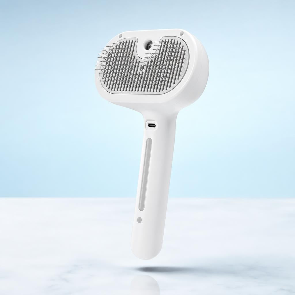 Cepillo spray eléctrico PawCalme para mascotas, vista de estudio