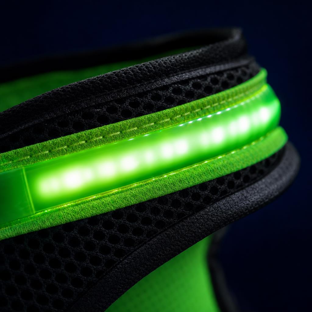Detalle macro de la tira LED del arnes VisiDog